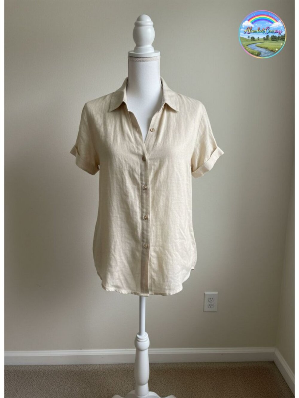 Linen Button Down Shirt Short Sleeve Casual Summer Blouse